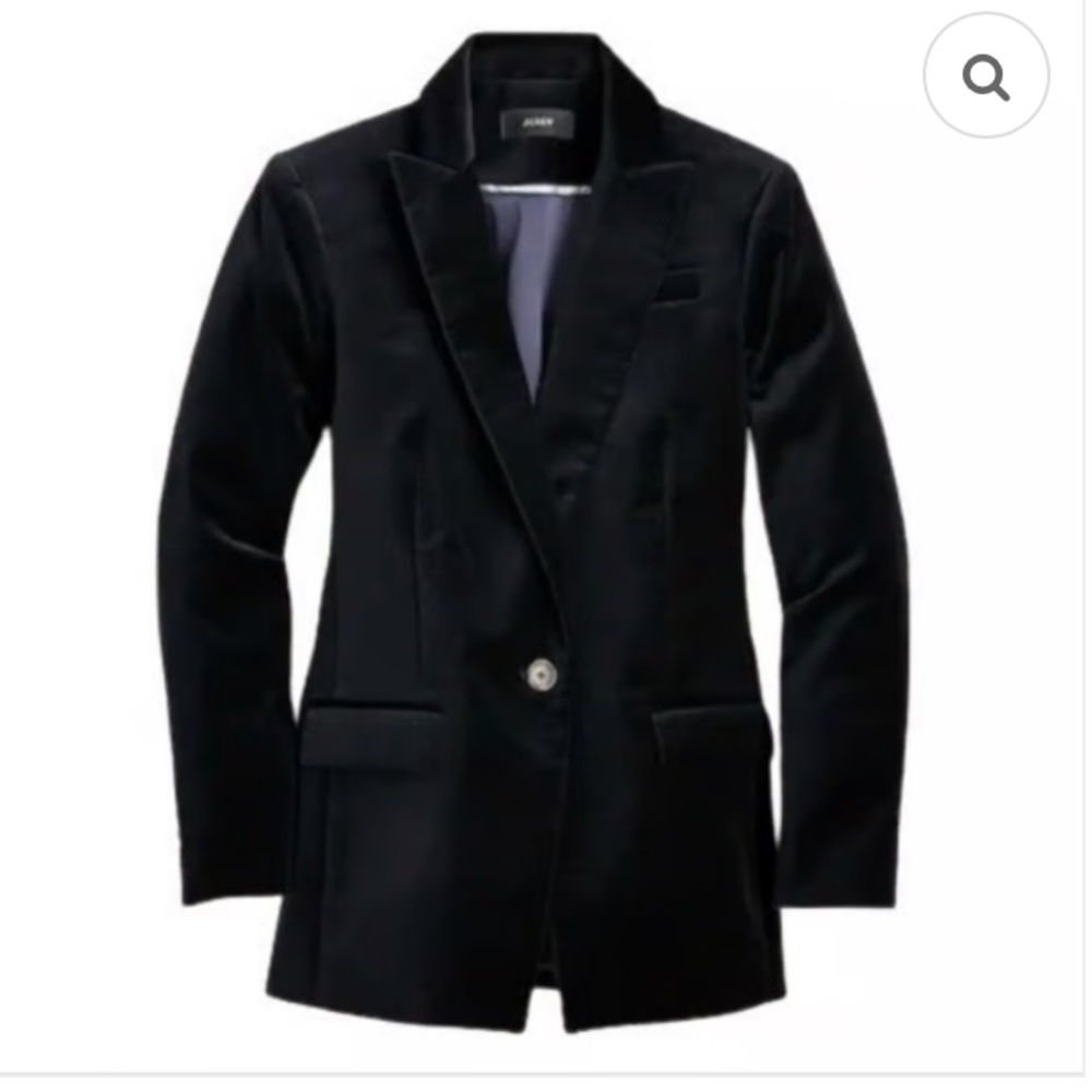 J. Crew NWT Women's Willa Blazer in Black Velvet One Button Classic Fit- Size 2